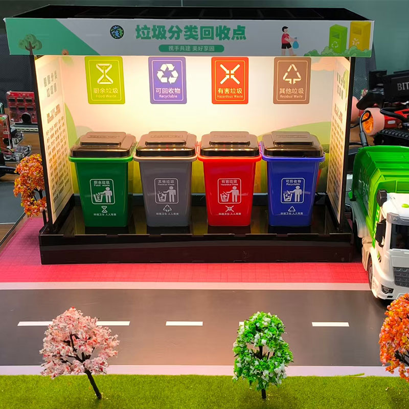 碳中和 智能语音识别垃圾自动分类装置沙盘